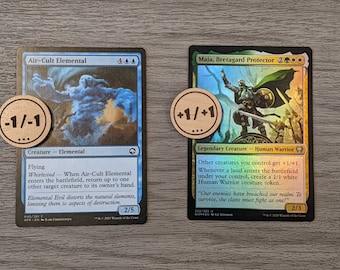 MTG Token, PYO Magic: The gathering wooden counters, +1/+1, -1/-1, +1/+0 Pick your own Magic creature counter, CCG tokens