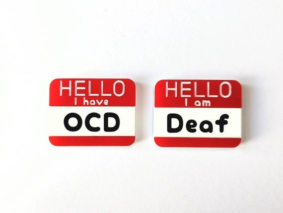 Custom neurodivergent and Hidden Disabilities pin brooch acrylic Mental Health badge / OCD ADHD Bipolar Deaf Anxiety PTSD Autistic Autism