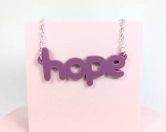 Hope necklace in acrylic with silver plated chain / statement necklace / acrylic necklace / letter necklace