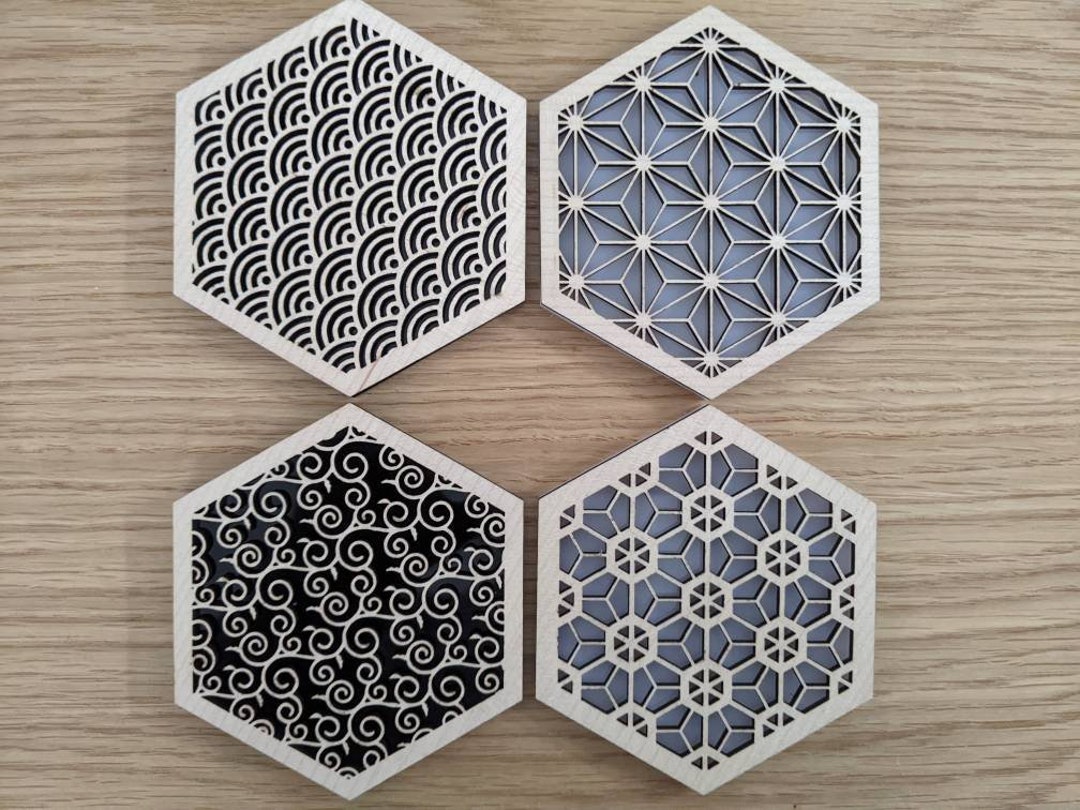 Japanese Style Coasters Set of 4 / Japanese Patterns / Japan Etsy UK
