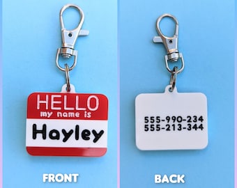 Etiqueta de niños perdidos / Etiqueta de equipaje perdido / Etiquetas de viajes perdidos y encontrados / etiquetas personalizadas de nombre y teléfono / etiqueta de teléfono personalizada acrílica