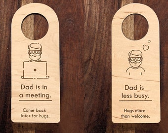 Dad is on a meeting Do Not Disturb Sign Work Wooden Door Hanger, zoom meeting, meeting in progress sign, laser cut door sign