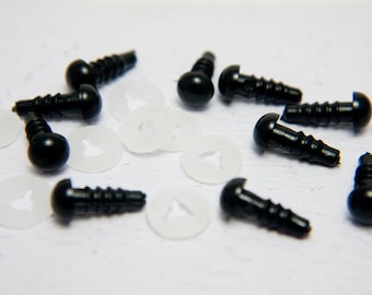 100 (50 pairs) x 6mm safety eyes in black plastic for doll, crochet, plushies