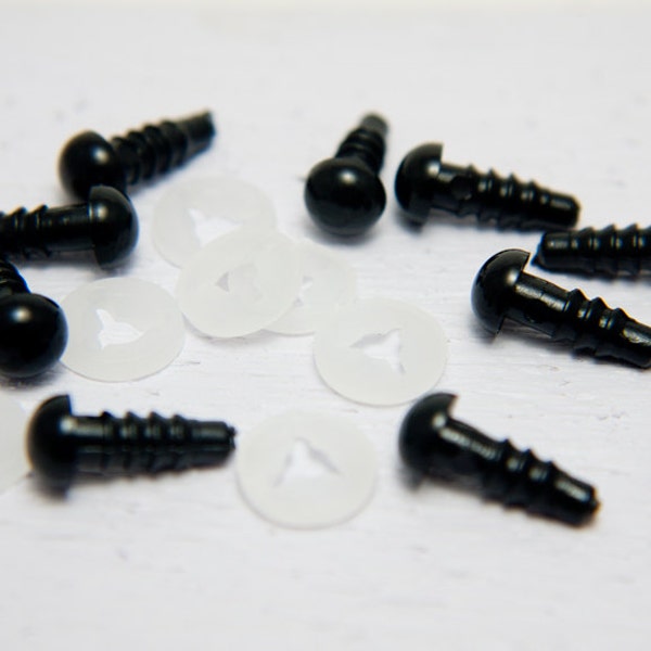 100 (50 paires) x 6mm yeux de sécurité en plastique noir pour poupée, crochet, peluches