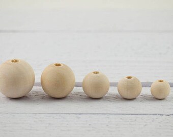 1 x 40mm Unfinished, Round, Wooden beads for necklace, earrings, home decor, DIY