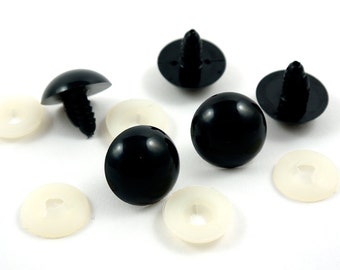 50 (25 pairs) x 18mm safety eyes in black plastic  for doll, crochet, plushies