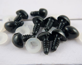 50 x 12mm high quality safety animal nose in black plastic for doll, crochet, plushies