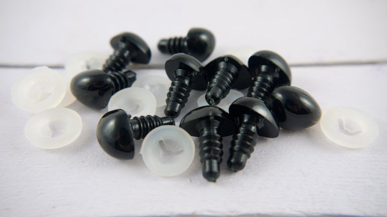 10 x 15mm high quality safety animal nose in black plastic for doll, crochet, plushies image 1