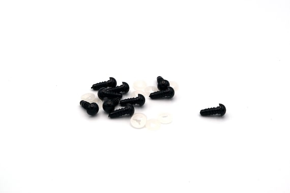 50 (25 pairs) x 8mm safety eyes in black plastic for doll, crochet, plushies