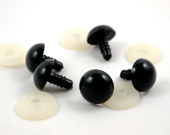 10 (5 pairs) x 18mm safety eyes in black plastic  for doll, crochet, plushies