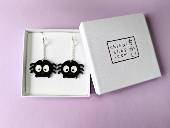 Halloween spider acrylic earrings / silver plated hooks/ kawaii spider earrings / trick or treat cute decor / halloween finds