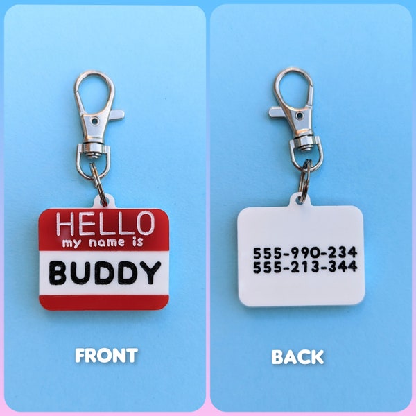 Custom pet tags on acrylic with ring / Pet id tag / Acrylic dog tag personalized / Cat ID tag / Custom Acrylic Tags Personalized for any pet