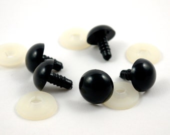 6 (3 pairs) x 18mm safety eyes in black plastic  for doll, crochet, plushies