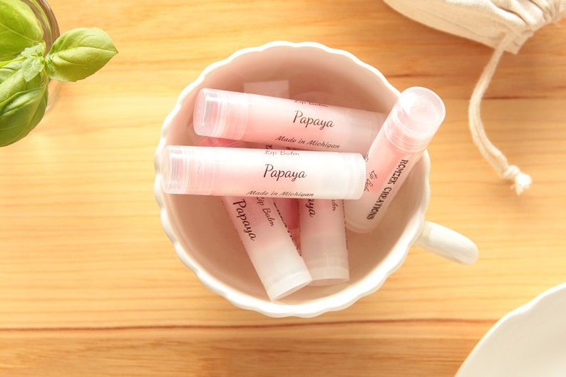 Papaya Lip Balm Natural Lip Balm Pink Lip Balm Lip Care Etsy