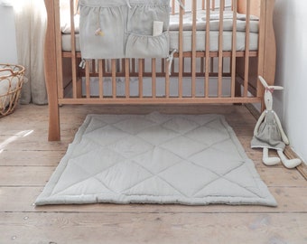 Square linen playmat. Soft linen mat for kids. Natural nursery decor.