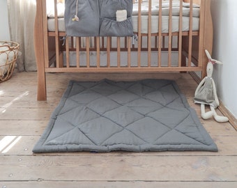 Square linen playmat. Soft linen mat for kids. Boy's nursery decor.