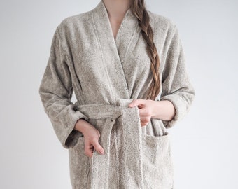 Linen terry bathrobe. Made from 100% linen.