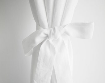 Linen curtain belt made from MEDIUM LINEN (160 g/m2)/ Pure white curtain belt.