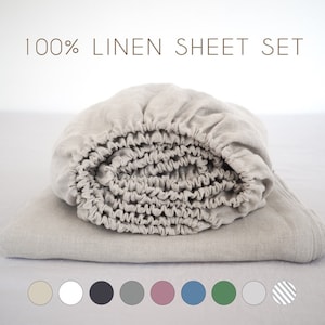 Linen SHEET SET | 1 flat sheet + 1 fitted sheet. Queen size, king size, twin size.