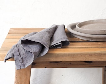 Gray linen cloth napkin. Handmade in Poland