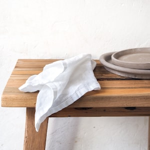 Elegant white linen napkin. Wedding napkin