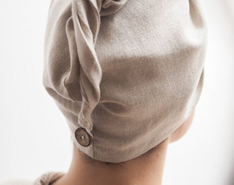 Stonewashed linen bath turban. Light and soft hair turban.