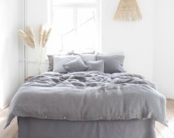 Gray linen bedding | linen duvet cover | soft and natural 100% linen