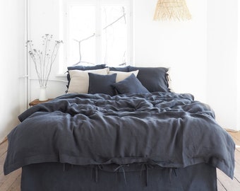 Linen bedding | dark color | linen duvet cover king, queen size, full size duvet.