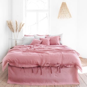 Stonewashed linen bedding | 1 duvet cover | dusty pink color | duvet cover king | queen size duvet.