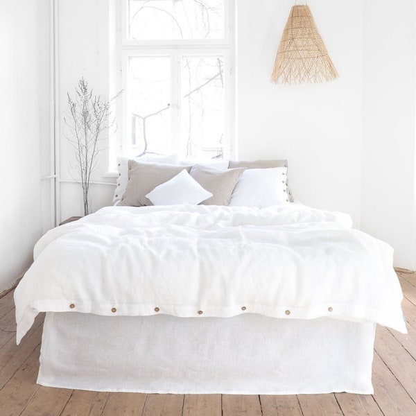 White linen bedding | linen duvet cover, different types of closure