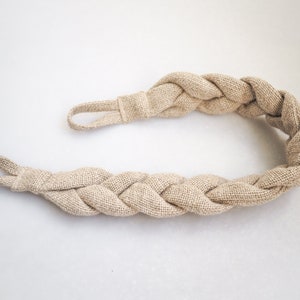 Braided linen tie-back made of RUSTIC LINEN | Rustic linen curtain hold-back