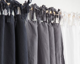 Linen curtain made of MEDIUM LINEN (160 g/m2). Tie top