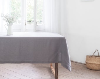 True gray linen tablecloth. Heavy linen tablecloth. Solid linen tablecloth