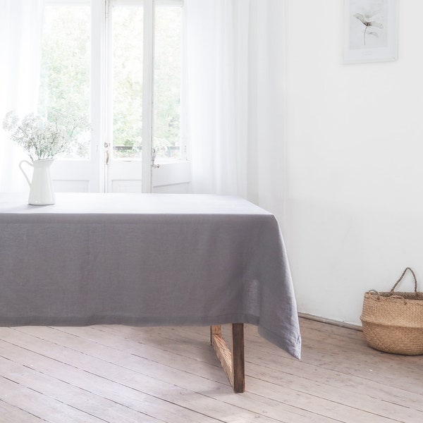 True gray linen tablecloth. Heavy linen tablecloth. Solid linen tablecloth