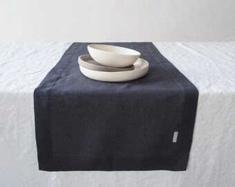 Linen table runner. Stonewashed table linens