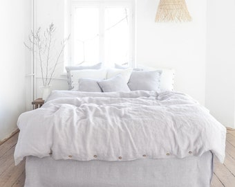 Light gray linen bedding | 1 linen duvet cover | queen size, king size stonewashed