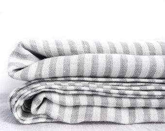 Striped LINEN FLAT SHEET. Queen flat sheets. King flat sheets