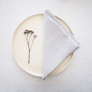 Light gray linen napkin made of heavy linen. Wedding napkin
