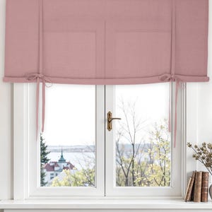 Tie up curtains. Custom tie up curtains. Linen tie up shade.