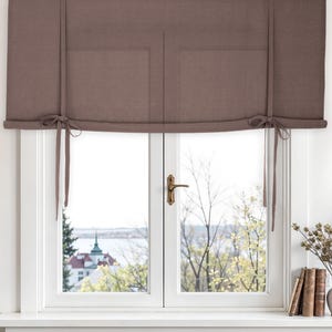 Linen tie up curtains. Custom tie up curtains. Tie up shade.