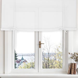 Tie up curtains. Roll up curtain. Custom tie up curtains.