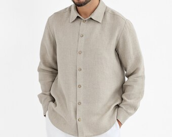 Mens linen shirt. Long sleeve shirt. Flax shirt.