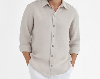 Summer shirt. Mens linen shirt. Handmade clothing.