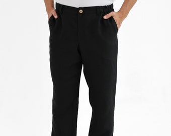 Men's linen pants. Black linen pants. Mens clothing.