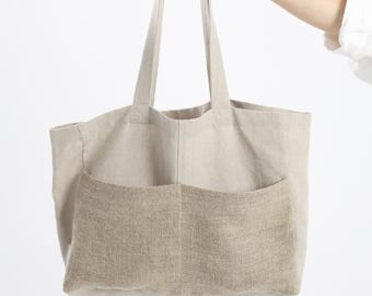 Linen Shopper Bag – Handmade, Eco-Friendly, Natural Fiber