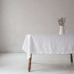 pure white linen tablecloth