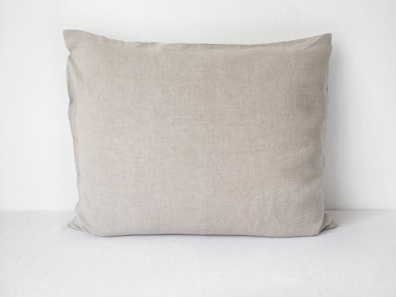 Natural linen pillowcase with a zipper. multiple sizes. image 5