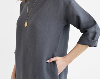 Oversize Linen Shift Dress, Charcoal Gray Stonewashed Linen - Etsy Oversize Linen Shift Dress, Charcoal Gray Stonewashed Linen - Etsy