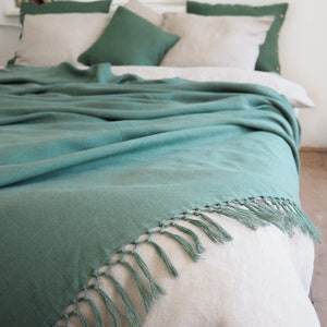 linen blanket with fringes