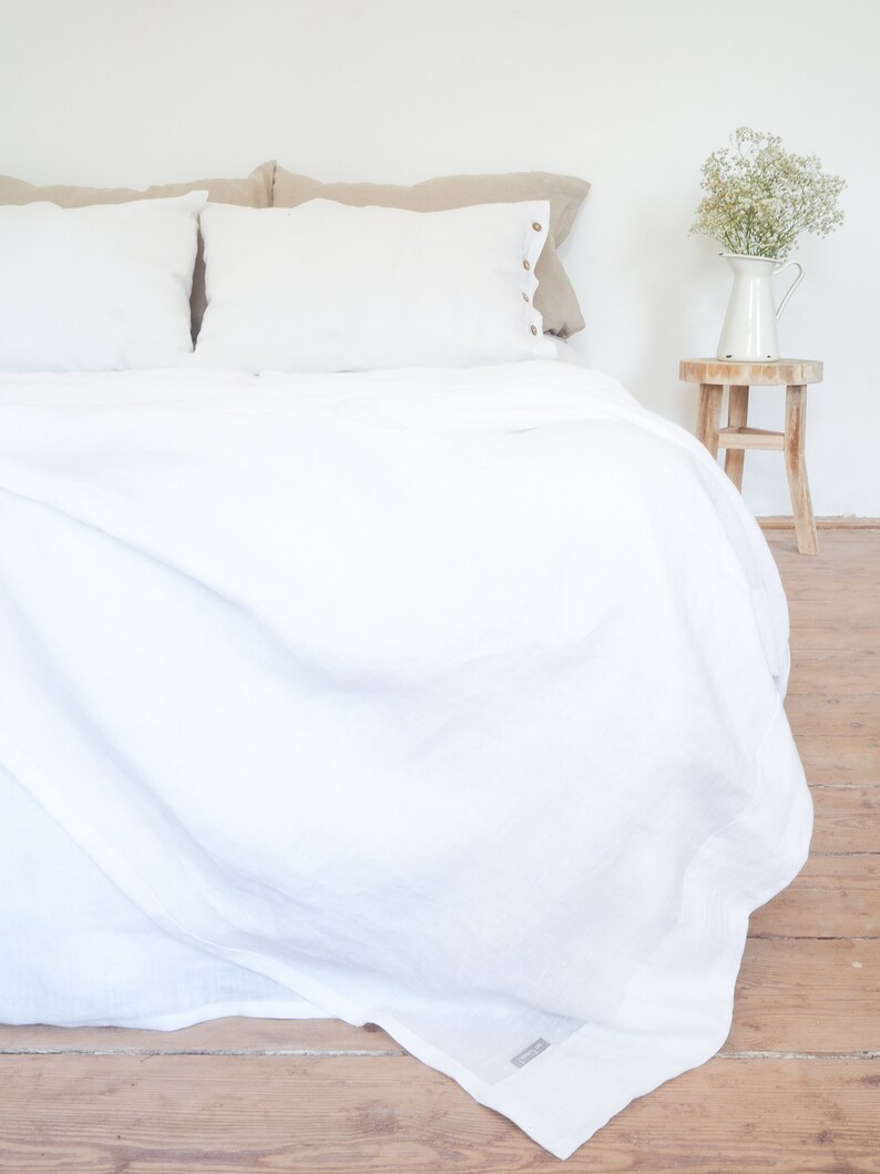 Pure white linen blanket summer beach blanket Bedspread Etsy